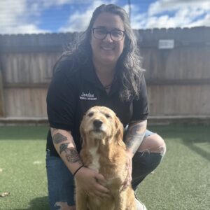 Staff member with dog